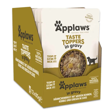 Applaws Taste Toppers em molho - Saqueta 85g  | Peito de frango com feijão branco, abóbora e ervilhas