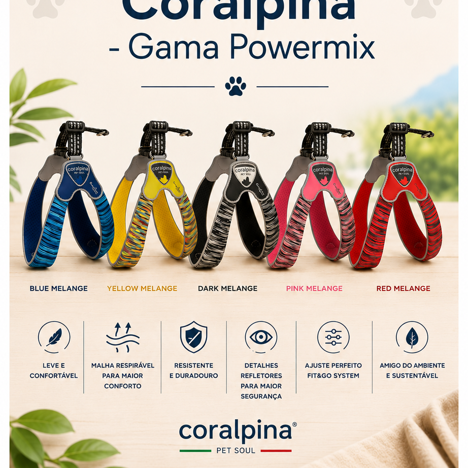 Peitoral / Arnês Coralpina Gama Powermix - Variedade de cores e tamanhos