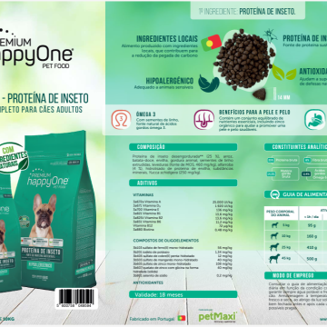 happyOne Premium Ração Hipoalergénico para Cães Adultos, Proteína de Inseto