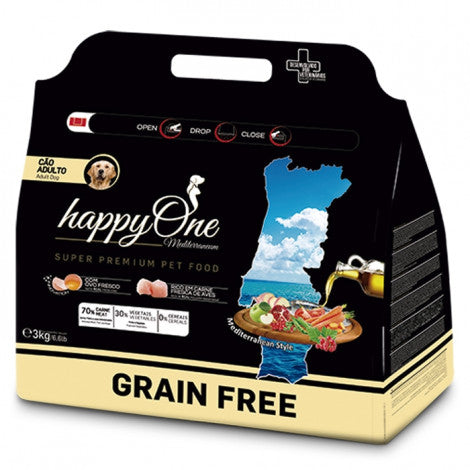 happyOne Mediterraneum - Ração seca sem cereais para cão adulto - Aves