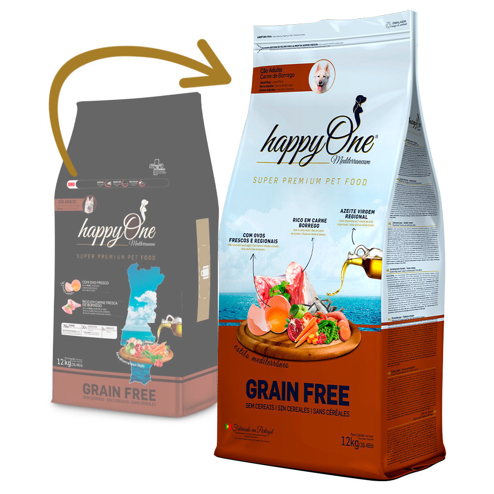 happyOne Mediterraneum - Ração seca sem cereais para cão adulto - Borrego