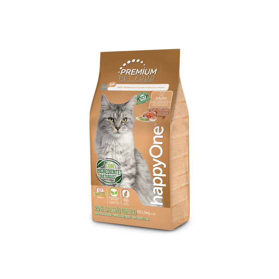 happyOne Premium Ração Seca Gato Adulto - Salmão Fresco
