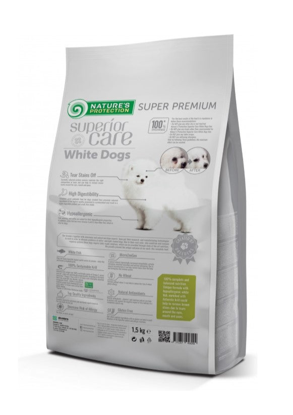 Nature’s Protection Superior Care para Cão Júnior de raças pequenas e mini com pelagem branca | Peixe branco