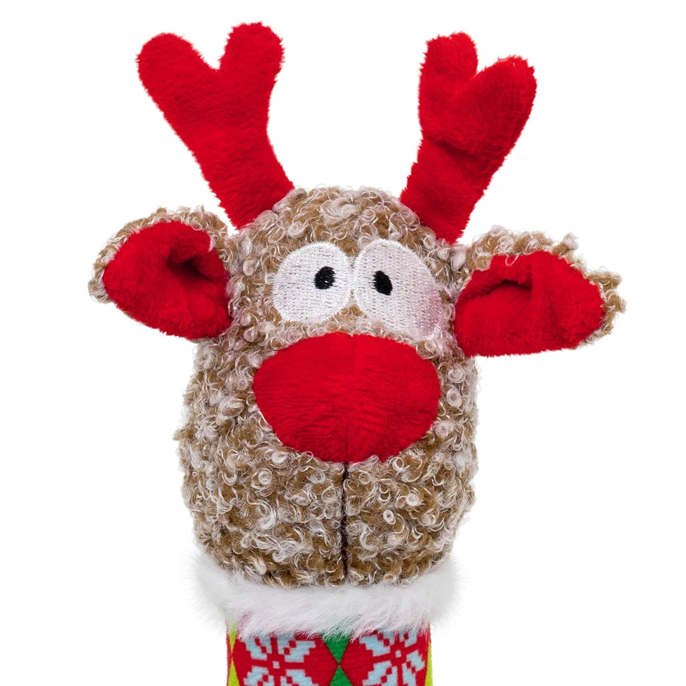 KONG Holiday Shakers Luvs Argyle Reindeer M – Brinquedo de Natal para Cão