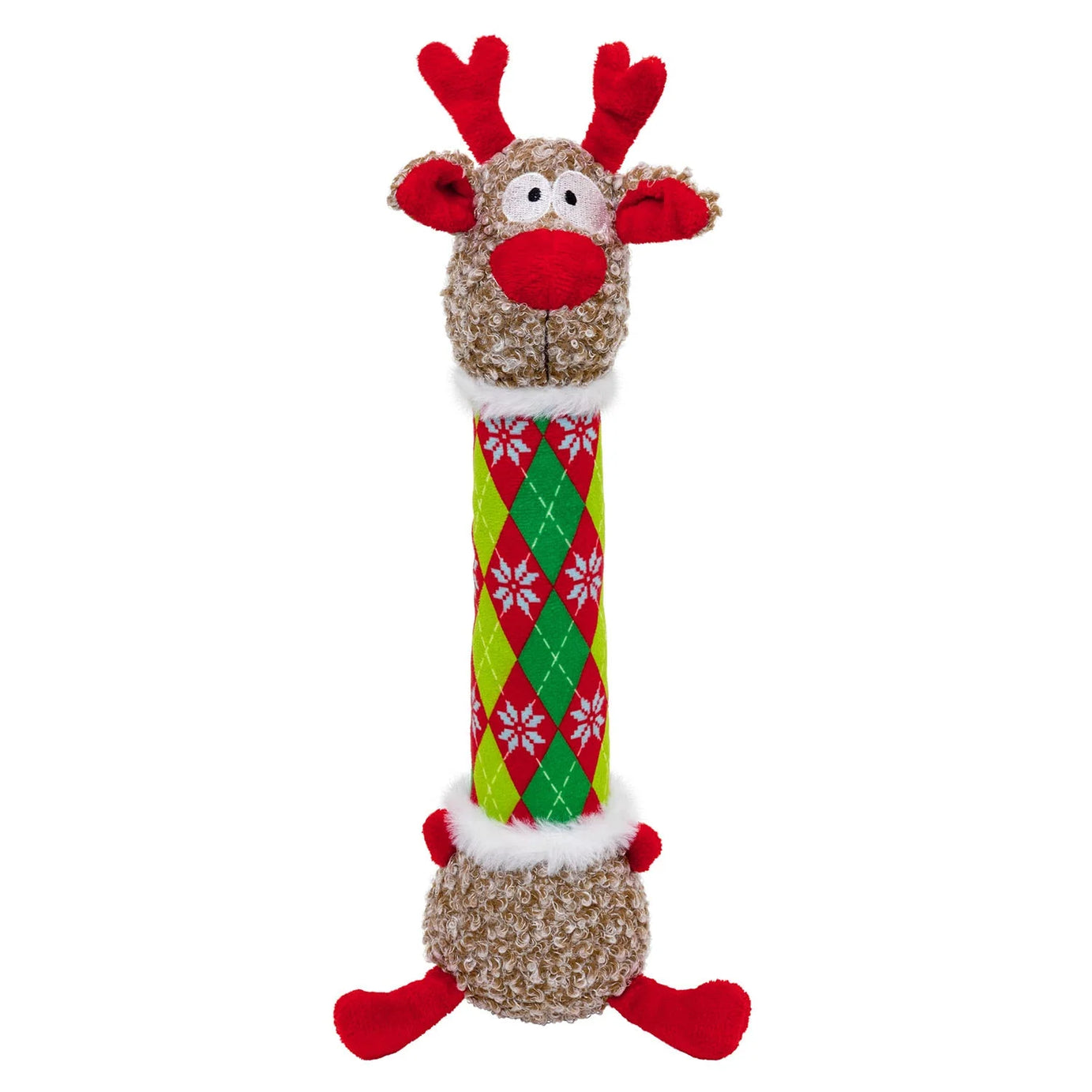 KONG Holiday Shakers Luvs Argyle Reindeer M – Brinquedo de Natal para Cão
