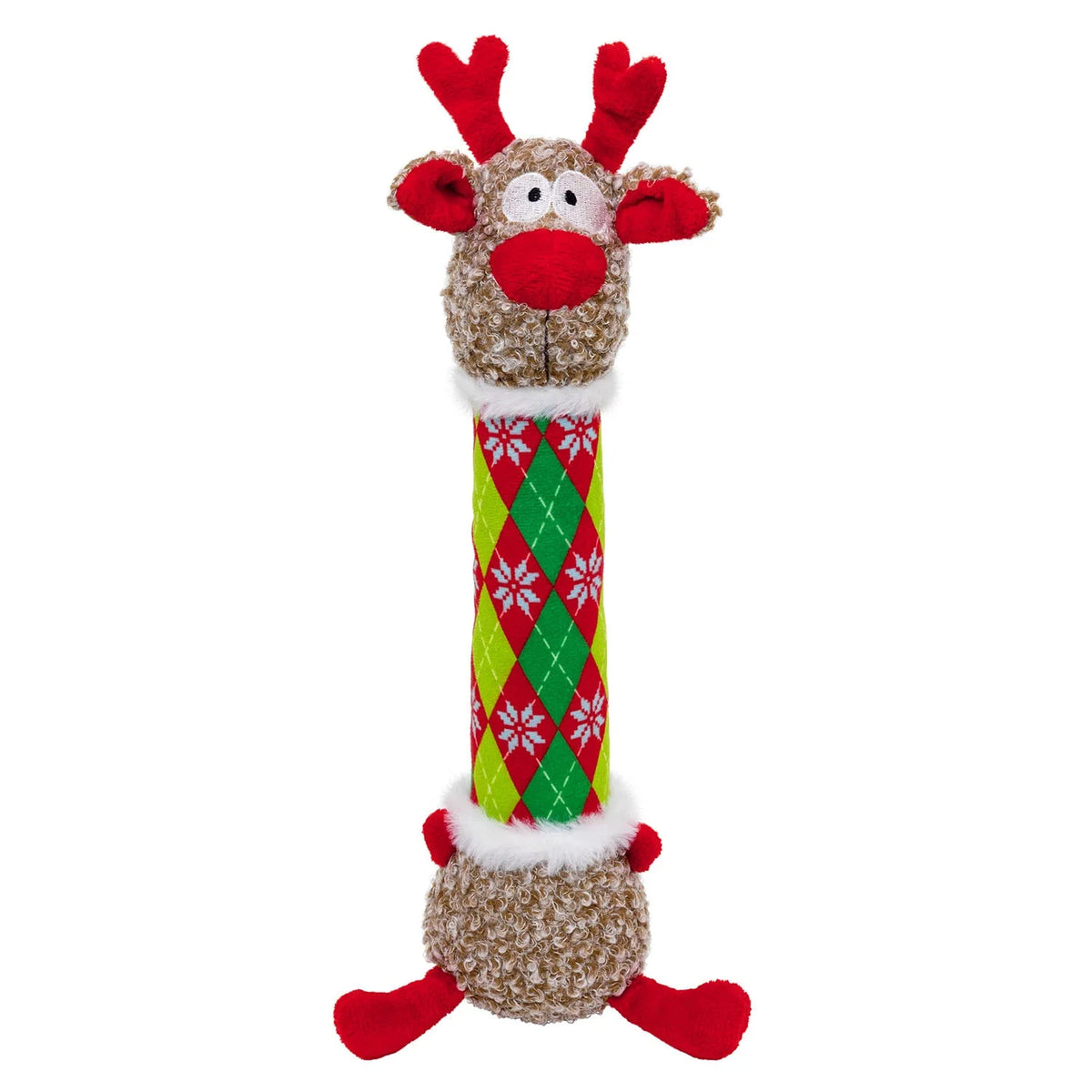 KONG Holiday Shakers Luvs Argyle Reindeer M – Brinquedo de Natal para Cão