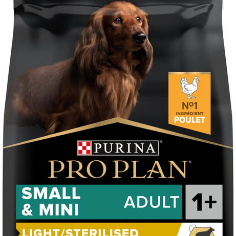 Pro Plan Light/Sterilised Small & Mini - Ração seca para cão adulto pequeno para controlo do peso - Frango