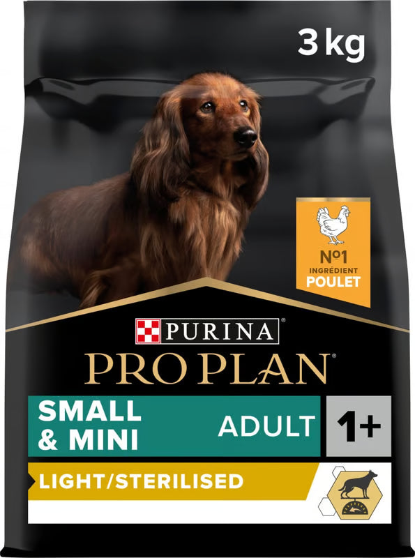 Pro Plan Light/Sterilised Small & Mini - Ração seca para cão adulto pequeno para controlo do peso - Frango