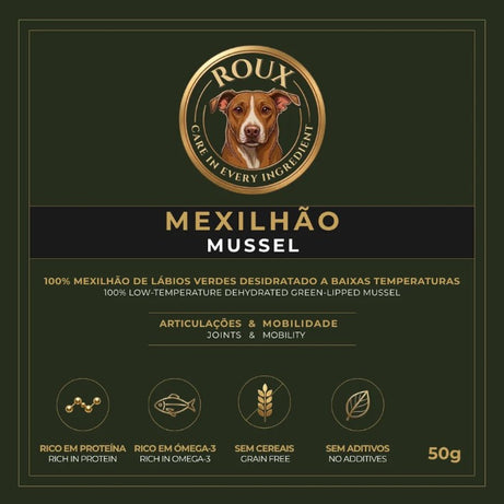 ROUX Snack de Mexilhão de Lábios Verdes Desidratado para Cão | 50 g