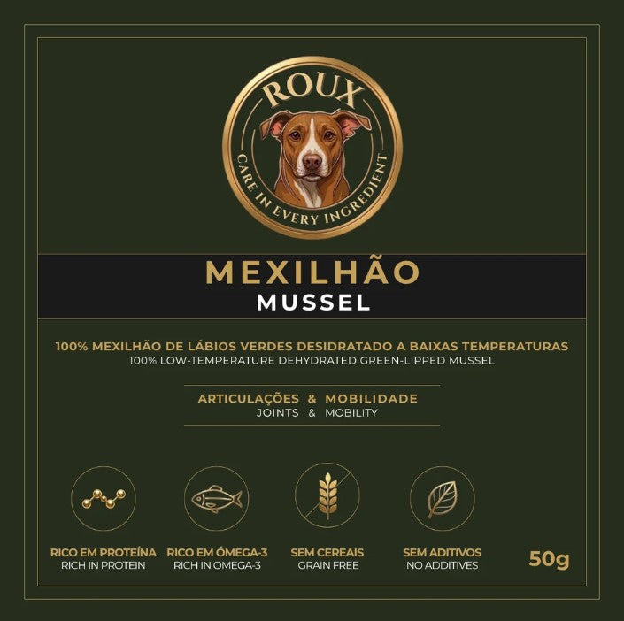 ROUX Snack de Mexilhão de Lábios Verdes Desidratado para Cão | 50 g