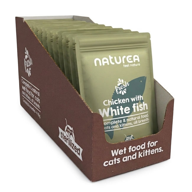 Saqueta Naturea de comida húmida para gato | Frango com Peixe Branco - Pack 12 x 85g