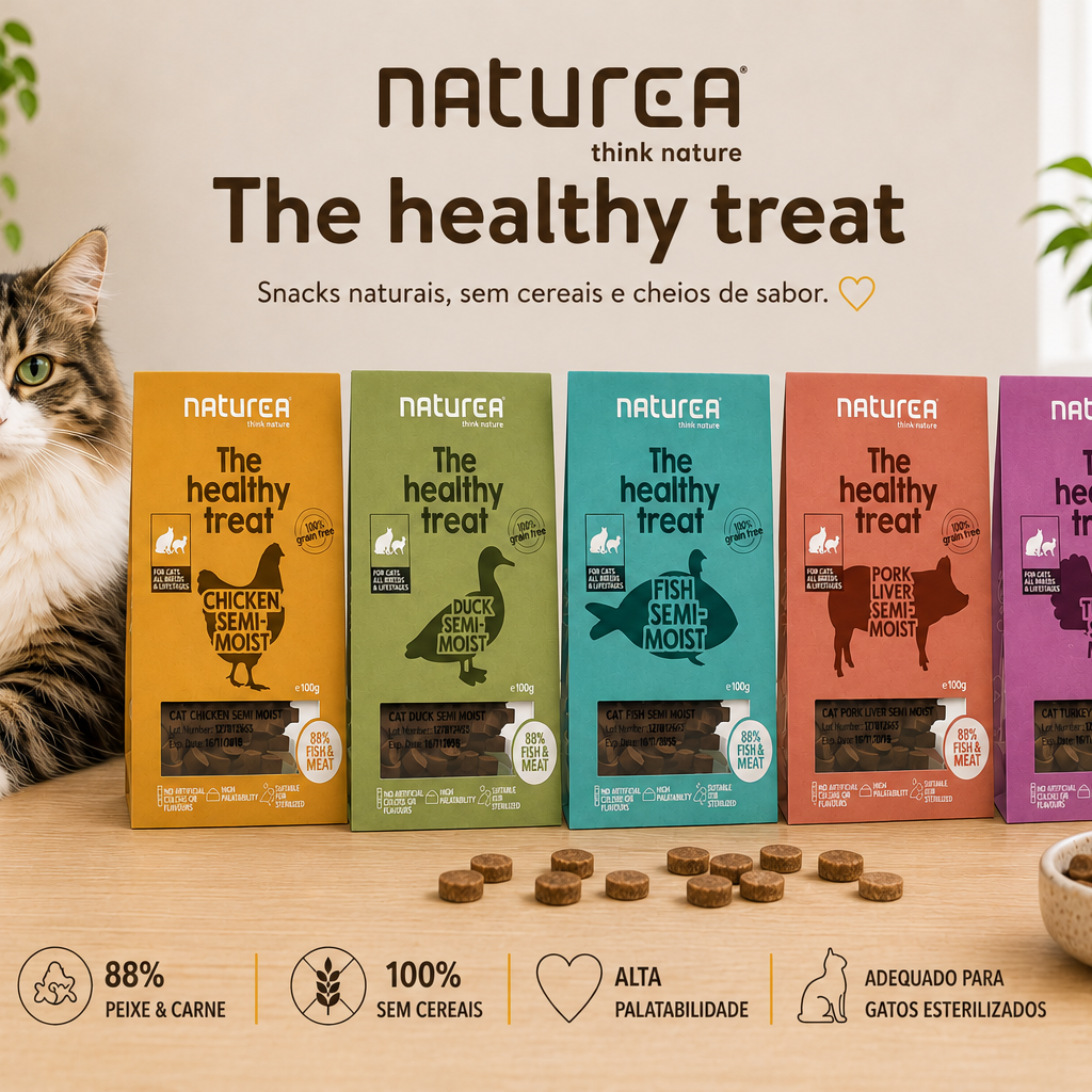 Snacks semi húmidos Naturea para gato | 100g