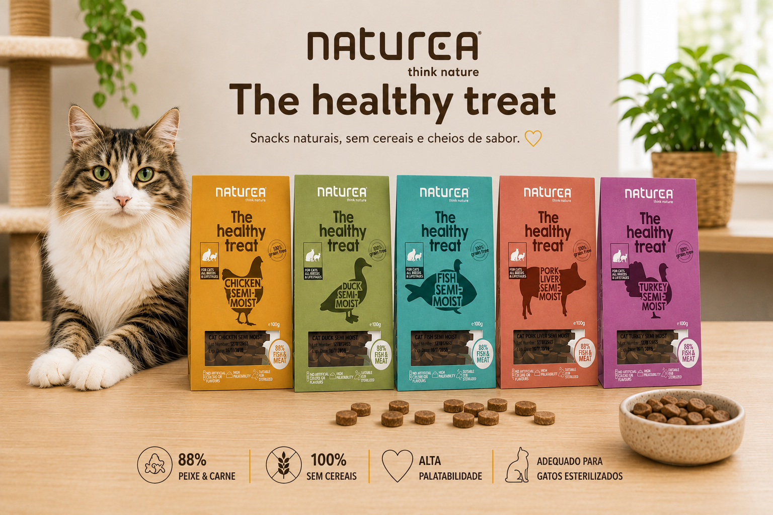 Snacks semi húmidos Naturea para gato | 100g