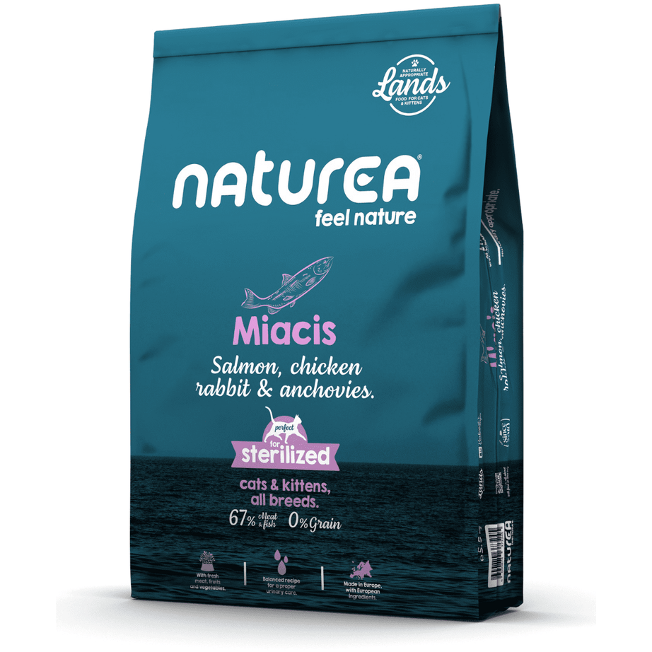 Naturea Lands Miacis - Ração para gato | Salmão, frango, coelho e sardinhas
