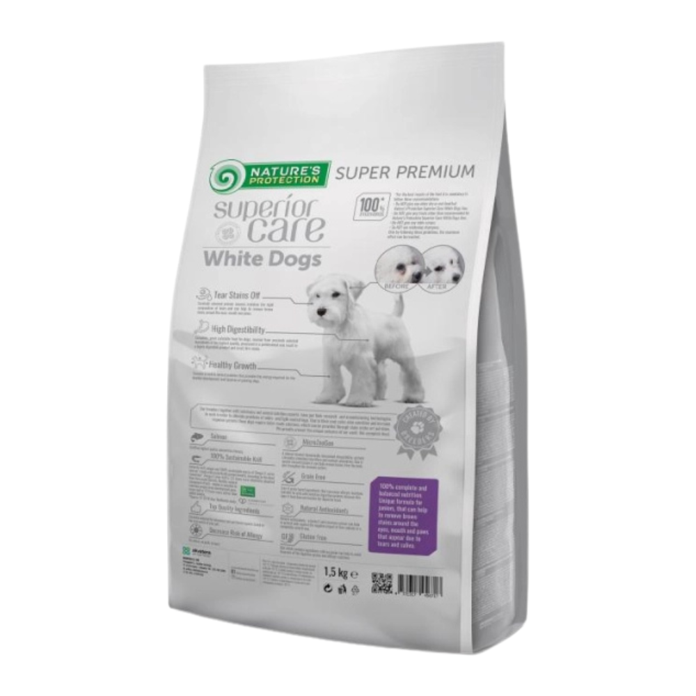 Nature’s Protection Superior Care para Cão júnior de todos os tamanhos com pelagem branca | Salmão