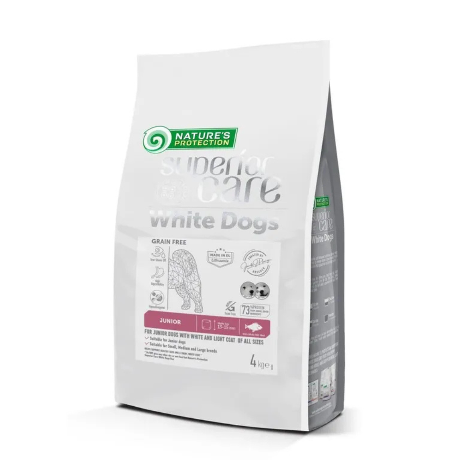 Nature’s Protection Superior Care para Cão júnior de todos os tamanhos com pelagem branca | Peixe Branco