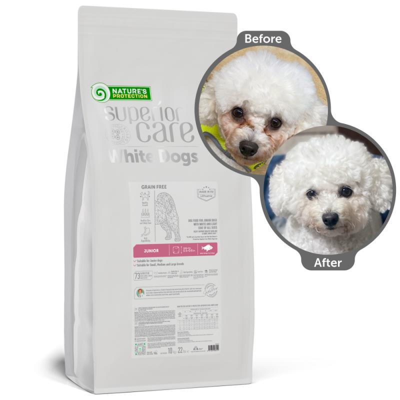 Nature’s Protection Superior Care para Cão júnior de todos os tamanhos com pelagem branca | Peixe Branco