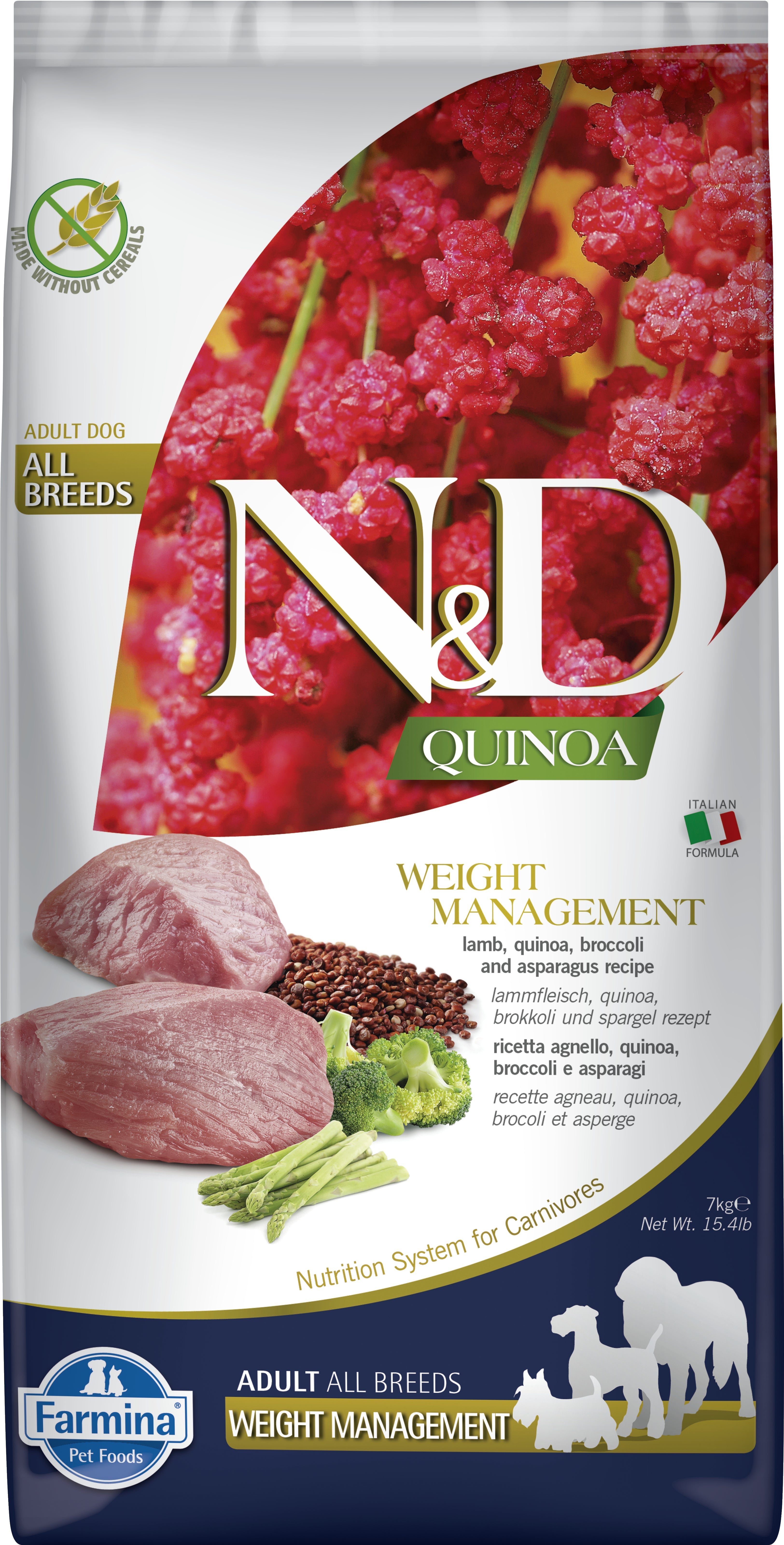 Farmina N&D Quinoa Weight Management - Ração seca para cão adulto com excesso de peso - Cordeiro