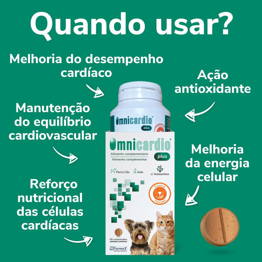 Omnicardio Plus - Apoio ao coração para cães e gatos - 60 Comprimidos