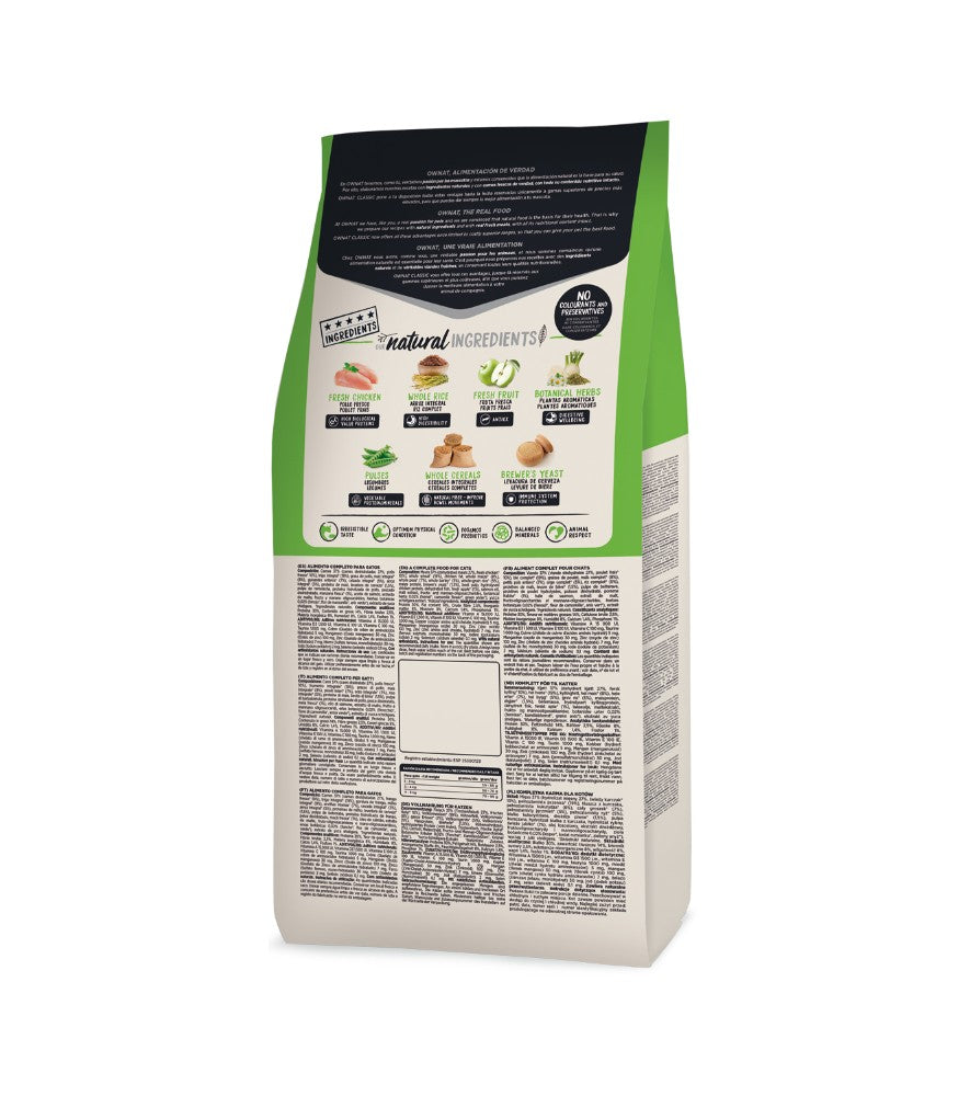 Ownat Classic Hairball - Dry cat food for adult cats to reduce hairballs - Chicken