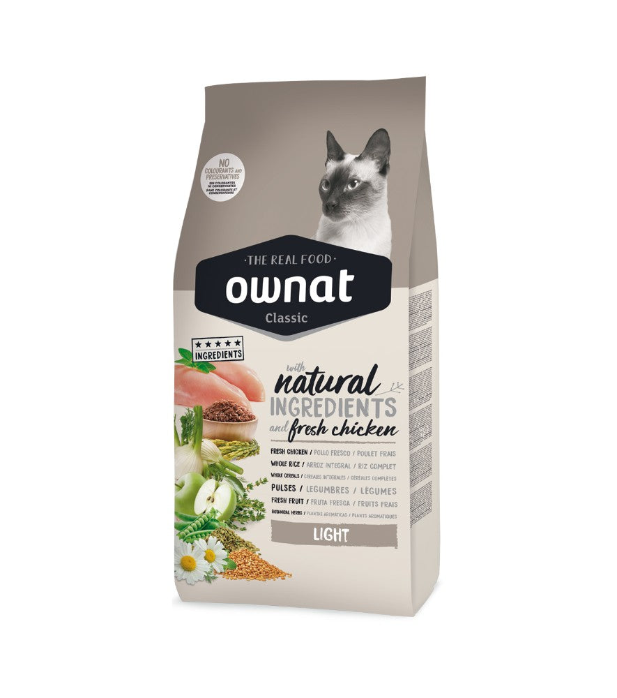 Ownat Classic Cat Light - Ração seca para gato adulto para manutenção do peso - Frango