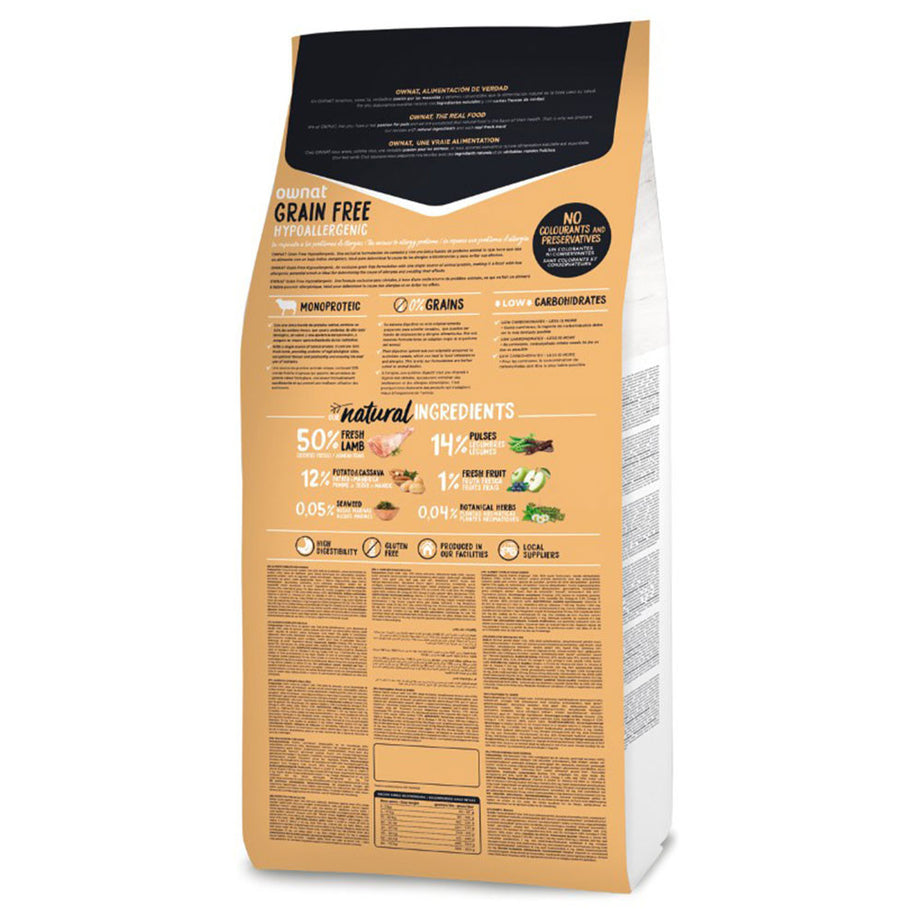Ownat Gf Hypo Lamb- Ração seca para cão adulto com alergias - Borrego