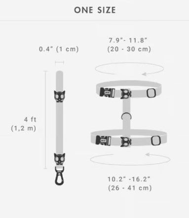 Conjunto de Peitoral e Trela para Gato Zee.Dog – Nox | Tamanho único
