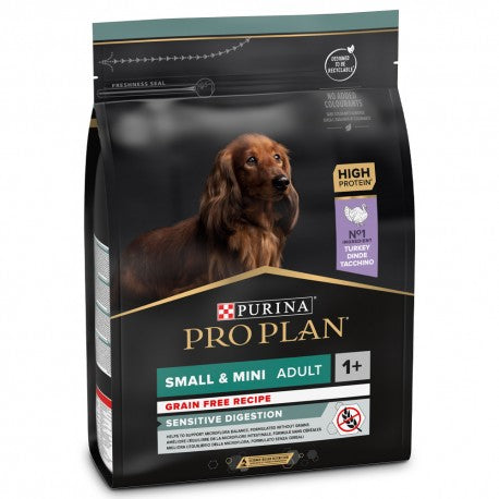 Pro Plan Dog Grain-Free Small & Mini Adult - Ração para cães adultos com sensibilidade digestiva - raças pequenas e muito pequenas até 10 kg - Perú - 2,5 kg