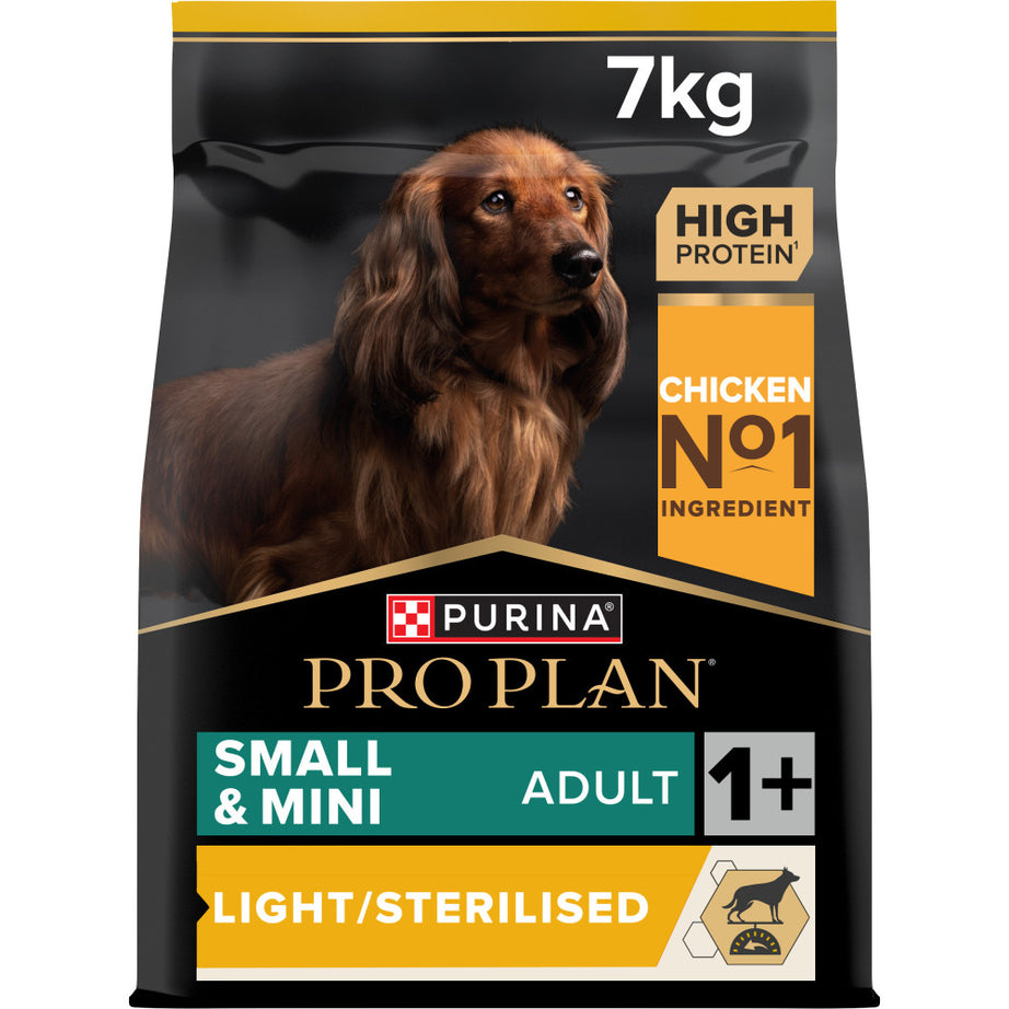 Pro Plan Light/Sterilised Small & Mini - Ração seca para cão adulto pequeno para controlo do peso - Frango