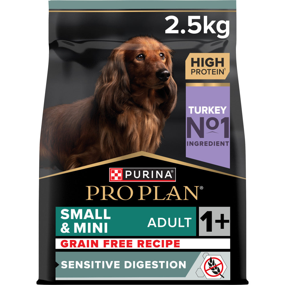 Pro Plan Dog Grain-Free Small & Mini Adult - Ração para cães adultos com sensibilidade digestiva - raças pequenas e muito pequenas até 10 kg - Perú - 2,5 kg