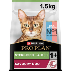 Pro Plan Cat OptiSavour Sterilised Adult Dual Cod & Trout | 1.5 kg