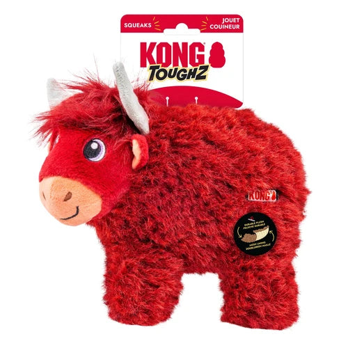 KONG Toughz Vaca Highland – Brinquedo de Pelúcia Durável para Cães | M