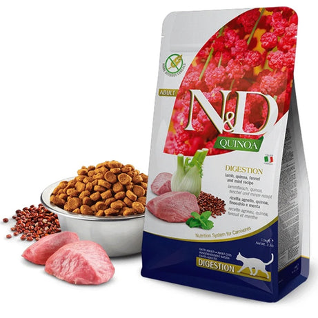 Farmina N&D Quinoa Cat Digestion Lamb - Ração seca para gato adulto com problemas digestivos | Borrego