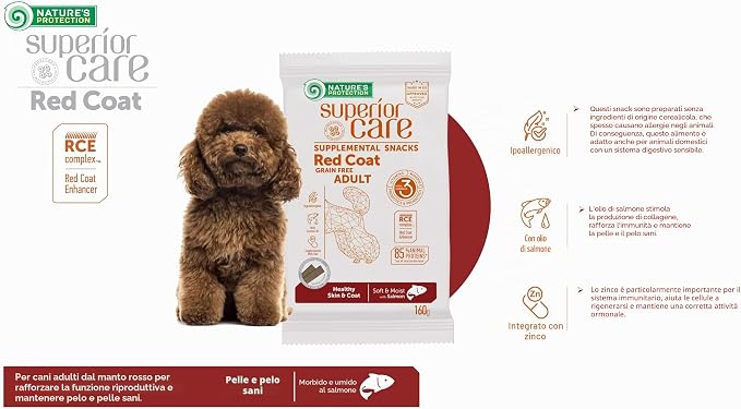 Nature’s Protection Superior Care Red Coat – Snack para Cão com Salmão para Pele e Pelo | 160 g