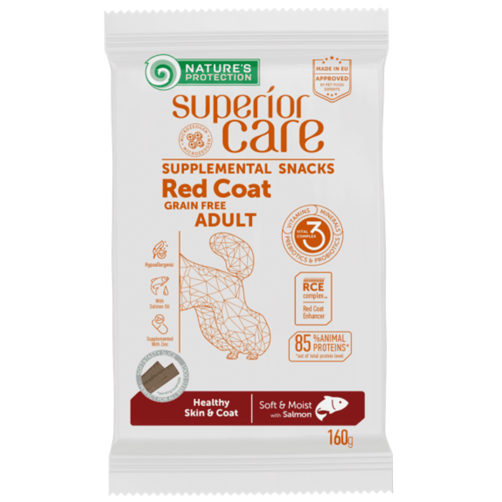 Nature’s Protection Superior Care Red Coat – Snack para Cão com Salmão para Pele e Pelo | 160 g