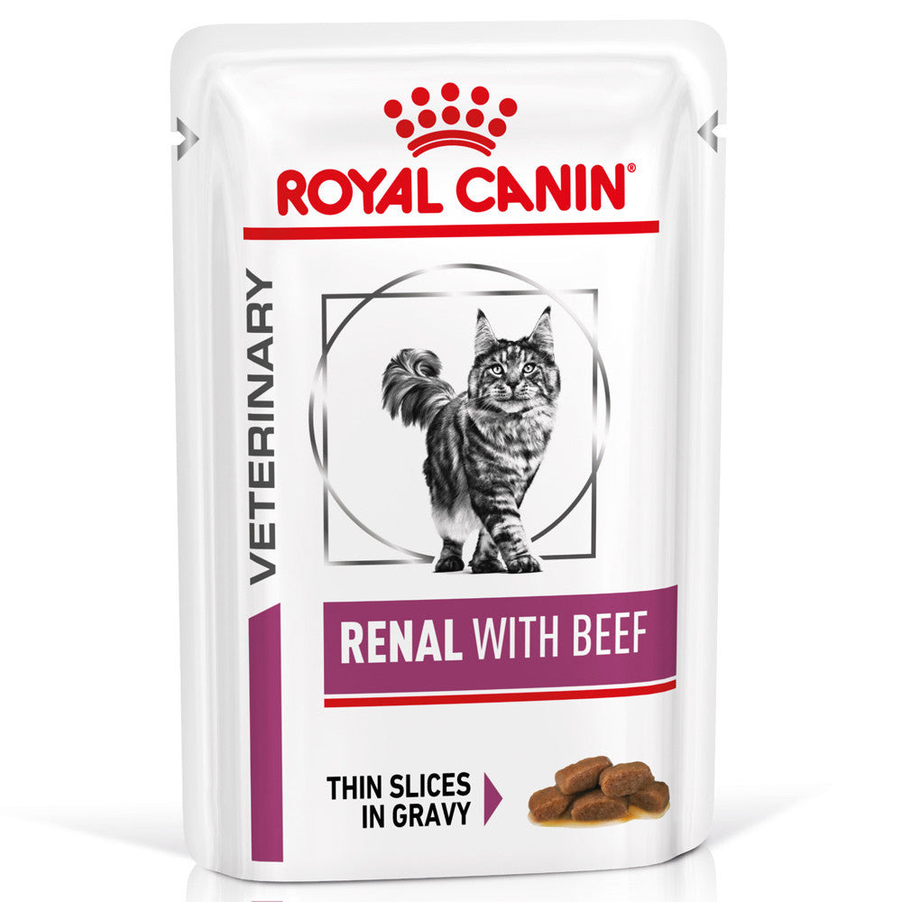 Royal Canin® Veterinary Renal with Beef – Alimento Húmido para Gatos Adultos com Vaca | Fatias Finas em Molho