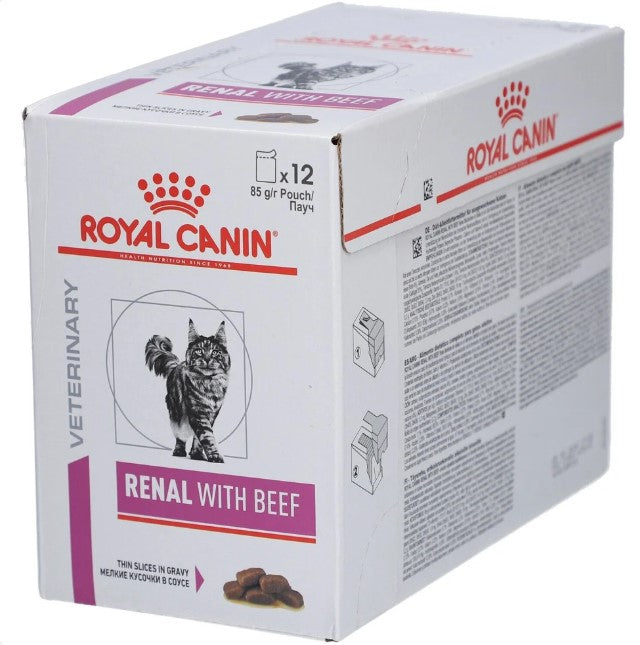 Royal Canin® Veterinary Renal with Beef – Alimento Húmido para Gatos Adultos com Vaca | Fatias Finas em Molho