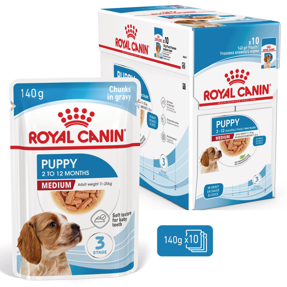 Royal Canin Dog Medium Puppy | Wet (Pouch) | 10 x 140 g