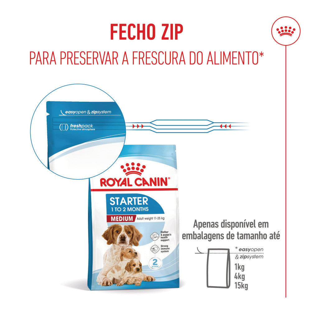 Royal Canin Dog Medium Starter Mother & Babydog | 15kg - Ração seca para cachorro recém-nascido e cadela gestante/lactante de porte médio