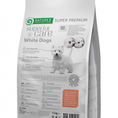 Nature’s Protection Superior Care para Cão Adulto de raças pequenas e mini com pelo branco | Salmão