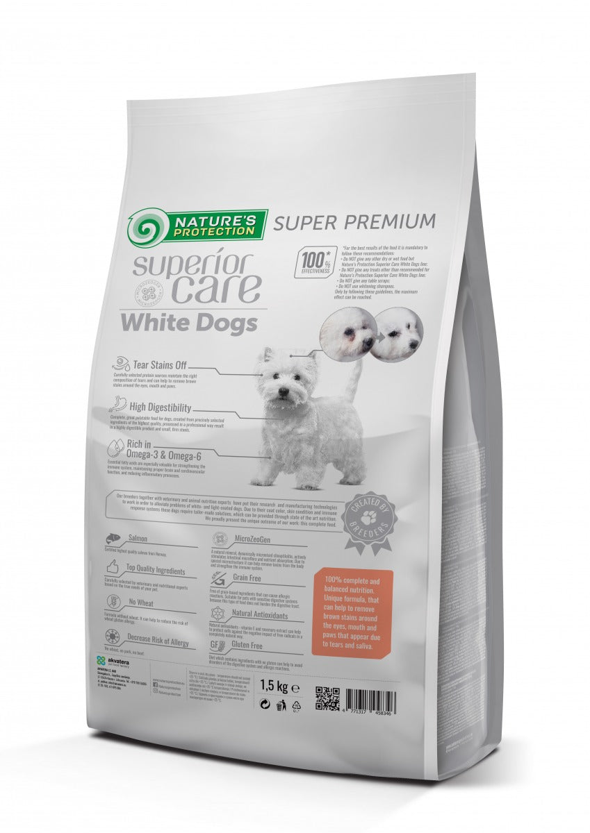 Nature’s Protection Superior Care para Cão Adulto de raças pequenas e mini com pelo branco | Salmão