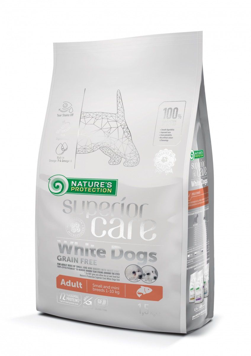 Nature’s Protection Superior Care para Cão Adulto de raças pequenas e mini com pelo branco | Salmão
