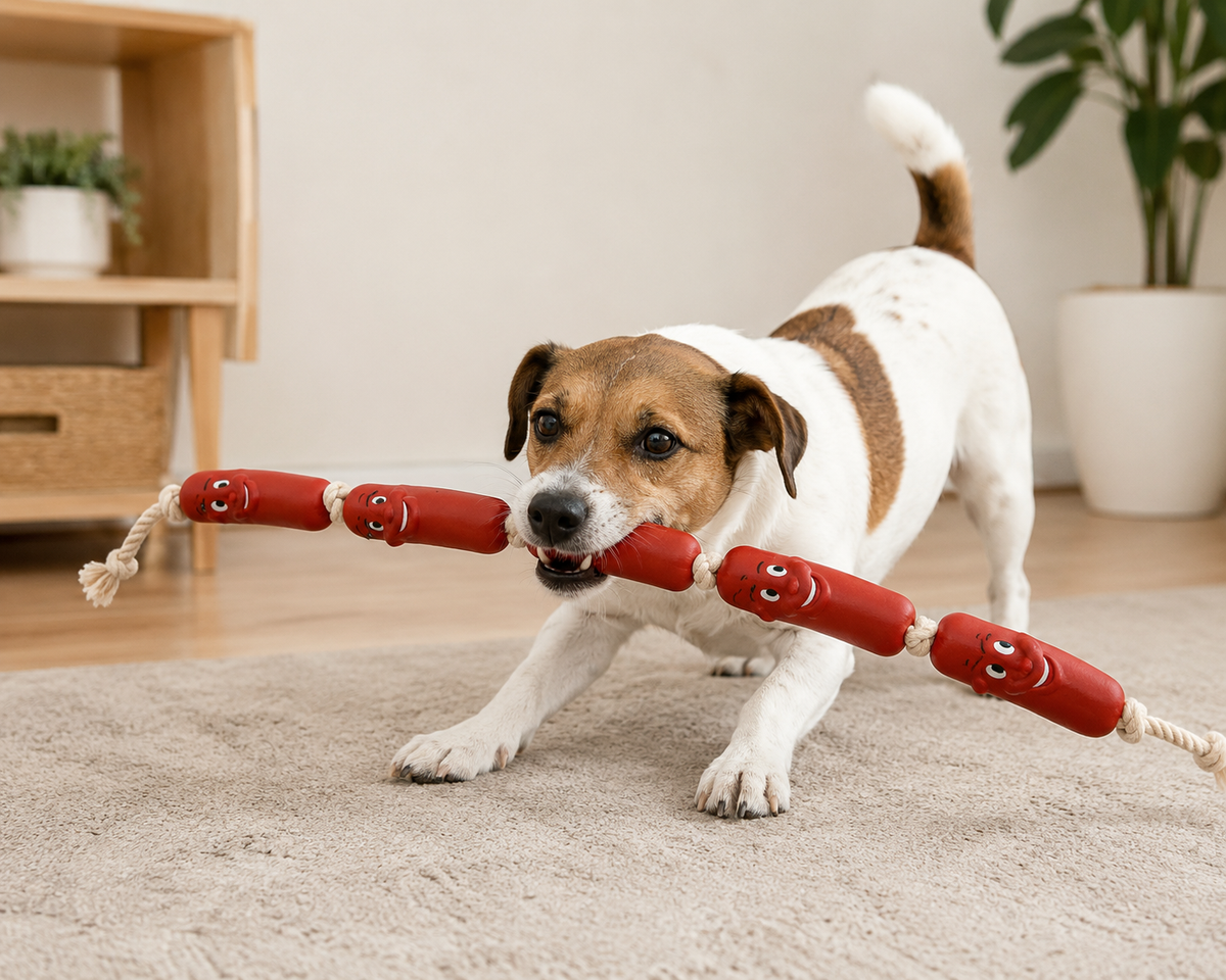 TRIXIE Vinyl Sausage with Rope for Dogs - 11 cm and 75 cm
