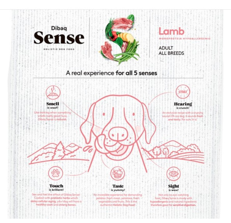 Dibaq Sense Grain Free Cordeiro - Ração hipoalergénica para cães adultos de todas as raças