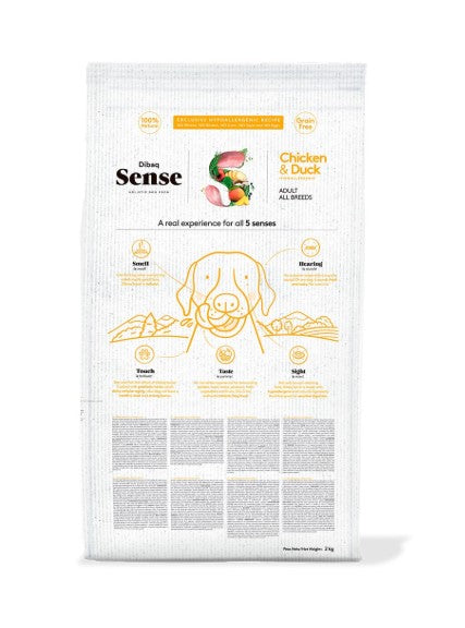 Dibaq Sense Grain Free Frango&Pato - Ração Hipoalergénica para cães adultos de todas as raças