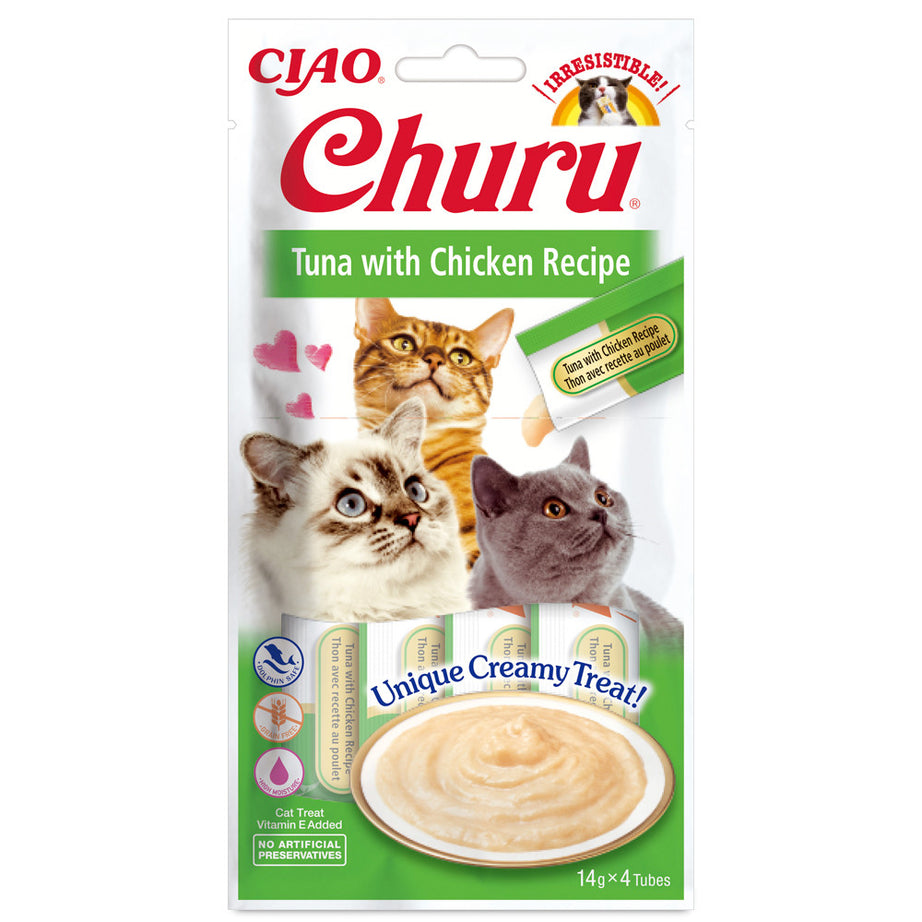 Snack líquido de atum com frango para gatos - Churu