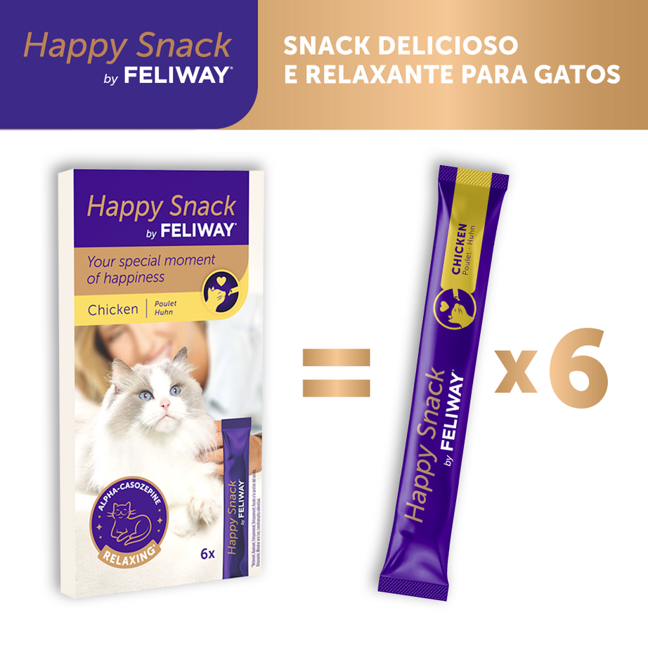 Snack tranquilizante de frango para gato - Happy Snack Feliway ( 6x15g)