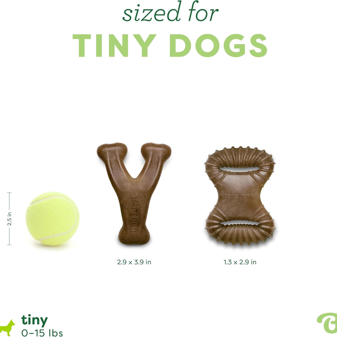 Benebone Tiny Pack de 2 – Brinquedos de Mastigação para Cães | Sabor Bacon