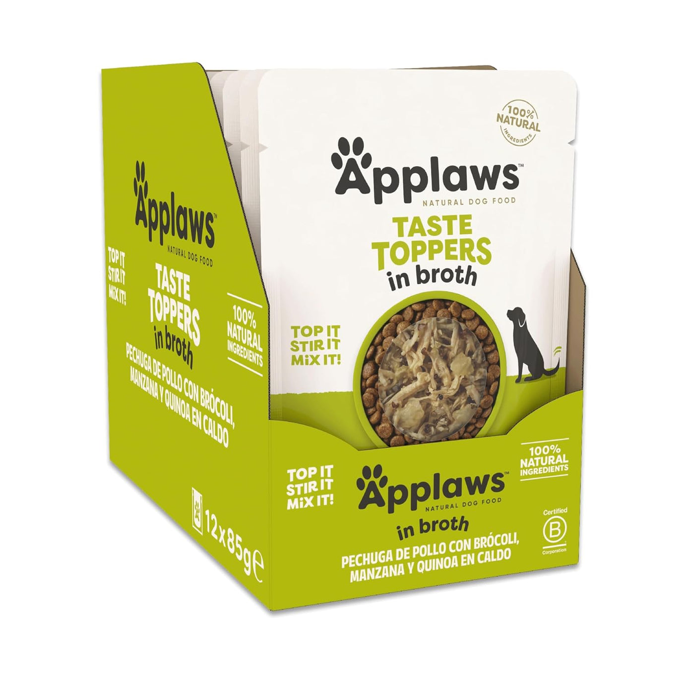 Applaws Taste Toppers em caldo - Saqueta 85g | Frango, brócolos, maçã e Quinoa
