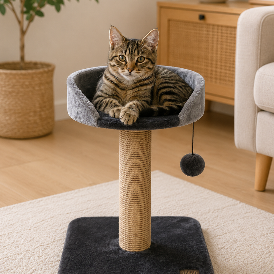 Torre para Gatos TREND GROVE - Arranhador com Cama e Bola Suspensa - 35 x 35 x 44,5 cm